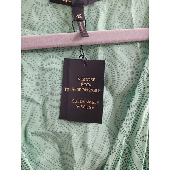 Maje MFPRO2401 Rimaro Dress NWT 42 Vert Ethnique Cupro Viscose –No Belt SS22 - Picture 6 of 16